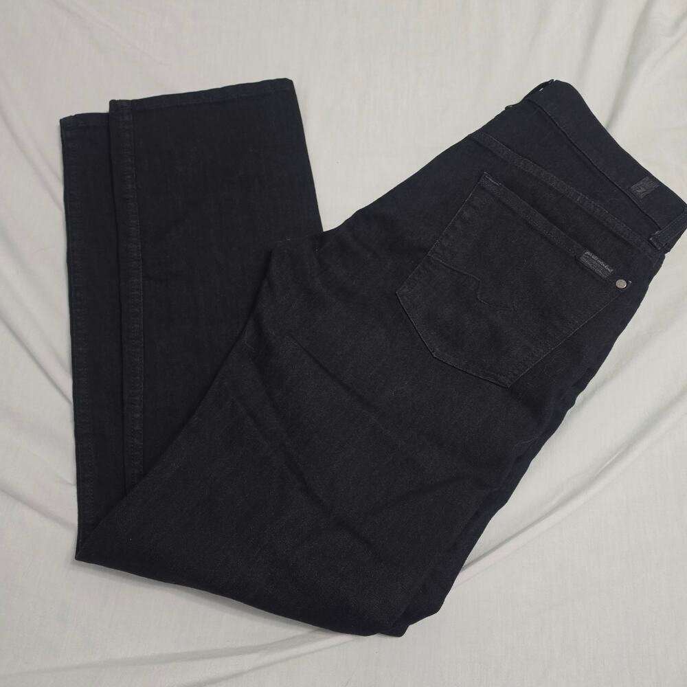 7 For All Mankind The Straight Jeans Mens 33x31 Black Stretch Denim